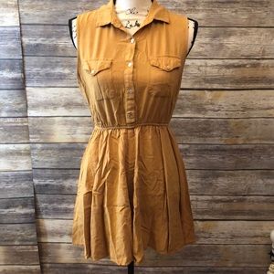 Forever 21 yellow mini fitted shirt dress